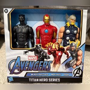 Marvel Avengers Titan Hero Series Black Panther Thor Iron Man 3-Pack